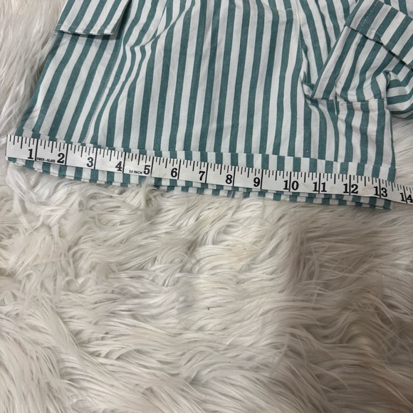 Blu Pepper Green and White Stripe Cargo Shorts - Picture 16 of 16